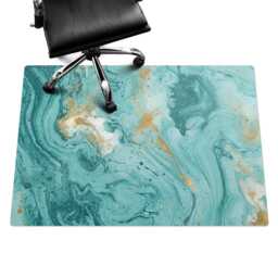 Marble Sis-Flores Computer Chair Mat, Turquoise Office Abstraction Vinyl Floor Protector, Protector - thumbnail 3