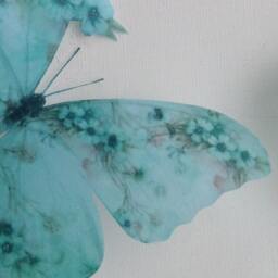 4 Shabby Chic Duck Egg/Robin Blue Flowers 3D Butterflies Butterfly Decals Decorations - thumbnail 3