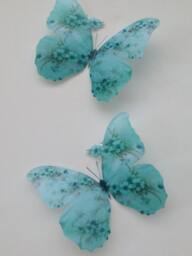 4 Shabby Chic Duck Egg/Robin Blue Flowers 3D Butterflies Butterfly Decals Decorations - thumbnail 1