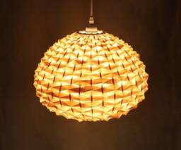 Handwoven Bamboo Pendant Light Rustic Wave Lampshade - 15