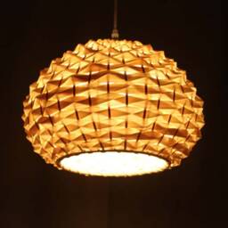 Handwoven Bamboo Pendant Light Rustic Wave Lampshade - 15 - thumbnail 2
