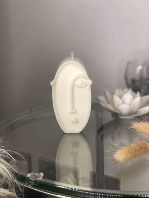 Abstract Face Candle - Soy Wax Beige Home Interior Accessories Homeware House Warming Gift - image 1