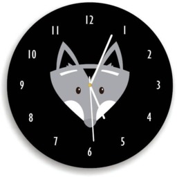 Fox Clock - Woodland Wall Clock, Child's Black & White Nursery - thumbnail 2