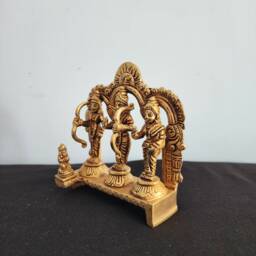 Brass Ram Darbar Idol Rama, Sita, Laxman, Hanuman Temple Decor - thumbnail 3