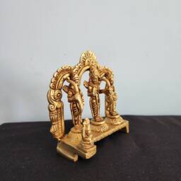 Brass Ram Darbar Idol Rama, Sita, Laxman, Hanuman Temple Decor - thumbnail 2
