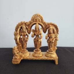 Brass Ram Darbar Idol Rama, Sita, Laxman, Hanuman Temple Decor - thumbnail 1