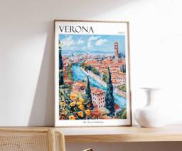 Verona Italy Travel Poster Romantic Italian Wall Art - thumbnail 1