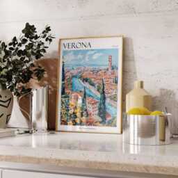 Verona Italy Travel Poster Romantic Italian Wall Art - thumbnail 2