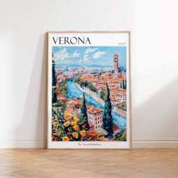 Verona Italy Travel Poster Romantic Italian Wall Art - thumbnail 3