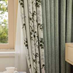 Minnie Linen Blend Curtain, Room Darkening Custom Thermal Green Curtain For Bedroom & Livingroom, 1Pc - thumbnail 3