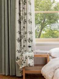 Minnie Linen Blend Curtain, Room Darkening Custom Thermal Green Curtain For Bedroom & Livingroom, 1Pc