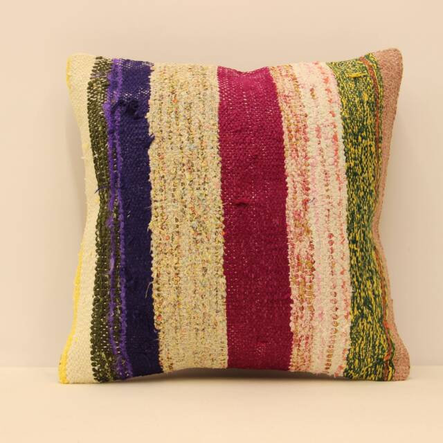 Kilim Pillow Cover, 16x16 Throw Pillows Decorative Boho Interior Design Retro Home Decor Ethnic Pillowcover Natural Dyekilim Cushion 4Kf-284 - image 1