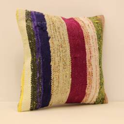 Kilim Pillow Cover, 16x16 Throw Pillows Decorative Boho Interior Design Retro Home Decor Ethnic Pillowcover Natural Dyekilim Cushion 4Kf-284 - thumbnail 2