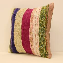 Kilim Pillow Cover, 16x16 Throw Pillows Decorative Boho Interior Design Retro Home Decor Ethnic Pillowcover Natural Dyekilim Cushion 4Kf-284 - thumbnail 3