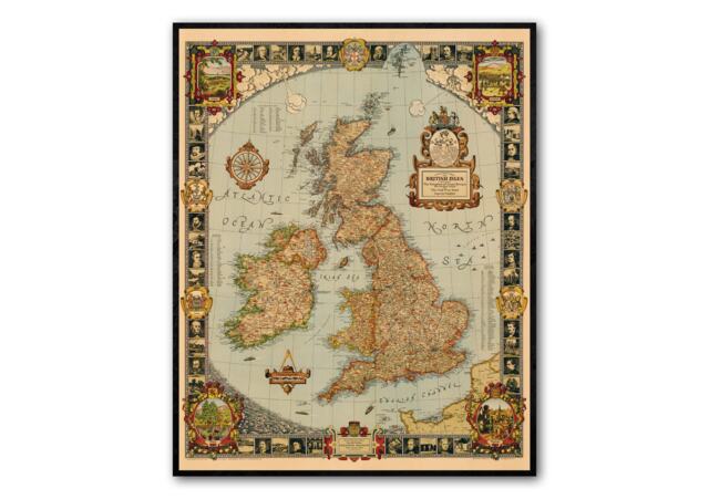story Map Of United Kingdom Great Britain Vintage Map - Vintage Poster Wall Art Print -Antique Maps Ancient Maps - image 1