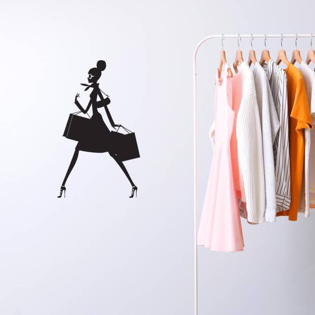 Shopping Girl Vinyl Wall Decal Fashion Silhouette Woman With Bags Lady Shop Store Window Art Decoration Stickers Mural - #3002Di - image 1
