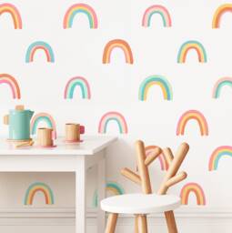 Watercolor Rainbow Wall Decals - Nursery Decals, Decor, Reusable Fabric Stickers, Kids Room Art