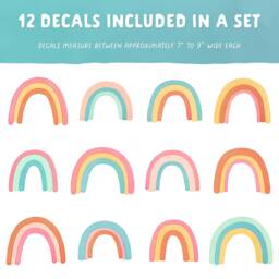 Watercolor Rainbow Wall Decals - Nursery Decals, Decor, Reusable Fabric Stickers, Kids Room Art - thumbnail 2