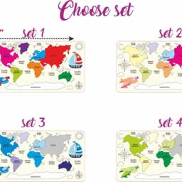 World Map Baby Name Puzzle, Birthday Gift Children Toy, Personalized Toddler Kids Wood Montessori Toys - thumbnail 3