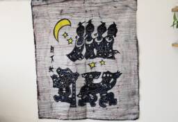 Vintage Batik , Abstract Painting , Tapestry, Table Matt, Moon Of Autumn, Indigo Wall Hanging, Decorative, Hanging - thumbnail 1