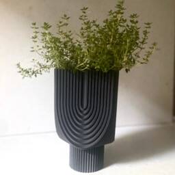 "Tall Art Deco Wood Finish Planter Mid Century Modern ""Deco Pedestal" - thumbnail 2