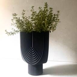 "Tall Art Deco Wood Finish Planter Mid Century Modern ""Deco Pedestal" - thumbnail 3