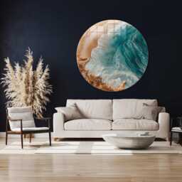 Coast Round Shape Glass Wall Art - Large Tempered Canvas Art, Design, Durable - thumbnail 1
