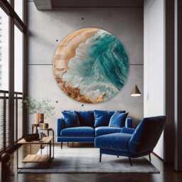 Coast Round Shape Glass Wall Art - Large Tempered Canvas Art, Design, Durable - thumbnail 3
