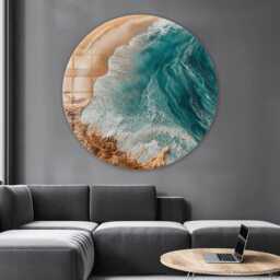 Coast Round Shape Glass Wall Art - Large Tempered Canvas Art, Design, Durable - thumbnail 2