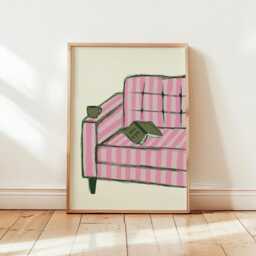 Book Lovers Striped Armchair Wall Art Print, Gift For Lovers, Living Room Bedroom Decor - thumbnail 2