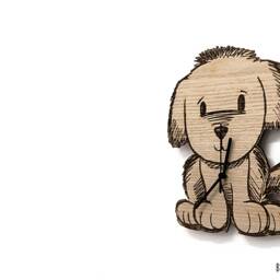 Puppy Engraved Wood - Kids Nursery Room, Baby Room Wall Clock - thumbnail 2