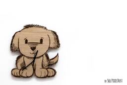 Puppy Engraved Wood - Kids Nursery Room, Baby Room Wall Clock - thumbnail 1