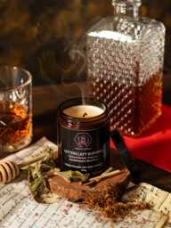 Honey, Tobacco, Sandalwood & Bourbon Candle - Letters Left Burning Literary Dark Academia Soy Wax