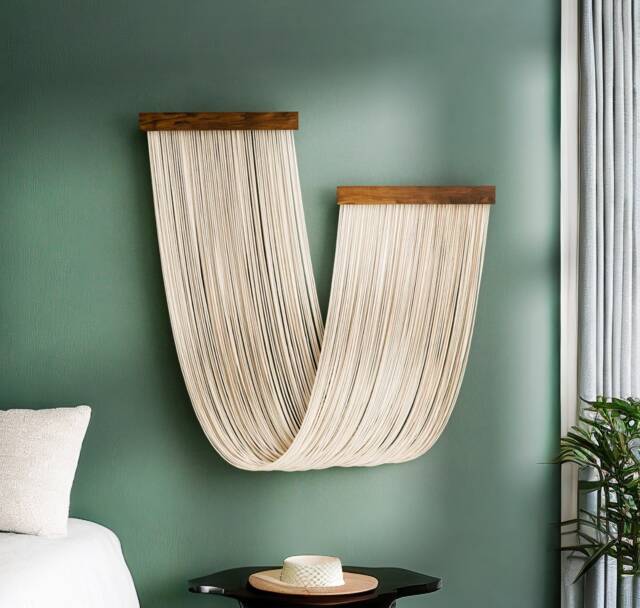 Macrame Wall Hanging, Abstract Decor, Mid Century Home, Modern Farmhouse, Gift For Her, Fiber Art, Tapestry Hanging, Minimalist Decor W85 - image 1