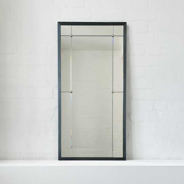 Quadris Rectangular Multi-Panelled Mirror With Blackened Metal Frame - image 1