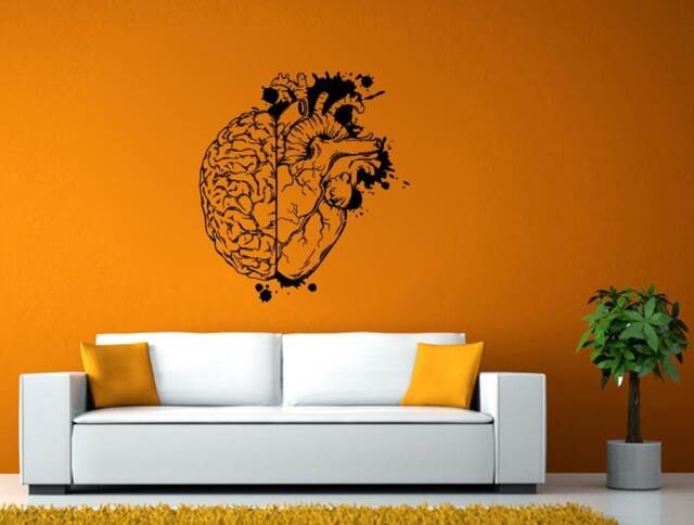 Half Of Heart Brain Wall Or Window Sticker Decal Vinyl Fathead Mural Decor L1956 - image 1