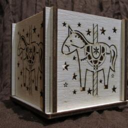 Carousel Horse Tealight Lantern Wooden Candle Holder, Lasercut Plywood - thumbnail 2
