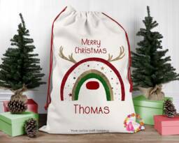 Christmas Sack, Santa Xmas Decoration, Personalised Gift, Bag, Custom - thumbnail 1