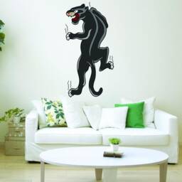 Panther Wall Decal - Big Cat Decor American Traditional Tattoo Black Sticker Reusable Fabric Vwaq-At4