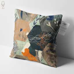 Abstract Cushion Cover With Plants & Geometric Themed - Double Sided Printing Pillow On The Soft Chenille Multi Size Options - thumbnail 3