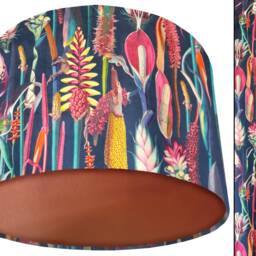 Blue Velvet Lampshade Botanical Fabric, Exotic Floral Light Shade - thumbnail 2