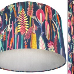 Blue Velvet Lampshade Botanical Fabric, Exotic Floral Light Shade - thumbnail 3