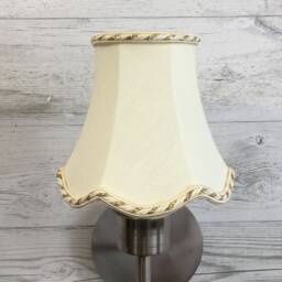 Beige Scalloped Empire Candle Shade With Cream & Gold Rope Trim - Retro Lampshade Chandelier Lampshades Clip On Lampshade - thumbnail 3