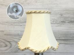Beige Scalloped Empire Candle Shade With Cream & Gold Rope Trim - Retro Lampshade Chandelier Lampshades Clip On Lampshade