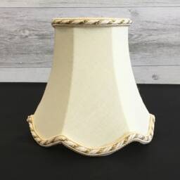 Beige Scalloped Empire Candle Shade With Cream & Gold Rope Trim - Retro Lampshade Chandelier Lampshades Clip On Lampshade - thumbnail 2
