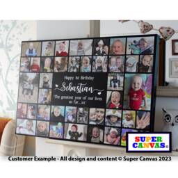 Happy 1st Birthday Baby Son Daughter Grandchild Personalised 40 Picture Photo Display Board Collage Framed Canvas Print Gift - thumbnail 2