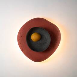 Plug in Wall Sconce Lamp From Paper Mache - Dark English Pink - thumbnail 2