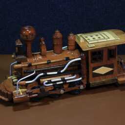 Vintage Wooden Train Mahogany Model - Handcrafted Classic Railway Decor Unique Gifts - thumbnail 3