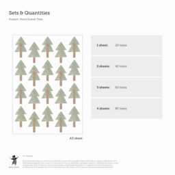 Pencil Scandi Trees Fabric Wall Stickers. Removable & Reusable - thumbnail 3