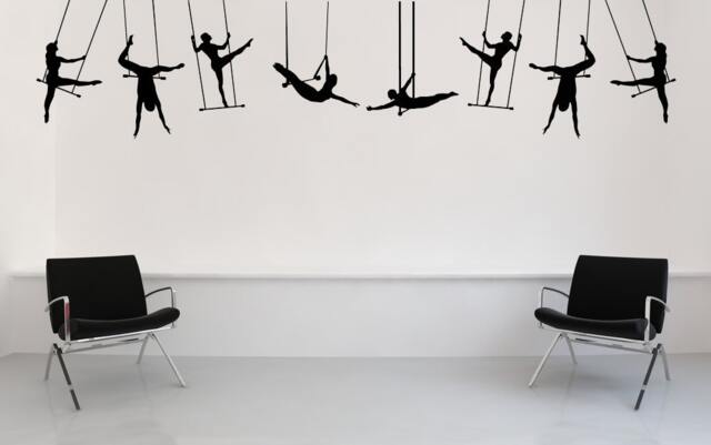 Trapeze Wall Decal, Circus Art, Aerial Performer Sticker, Artist Decor, Carnival Design, Acrobat Decorations - image 1